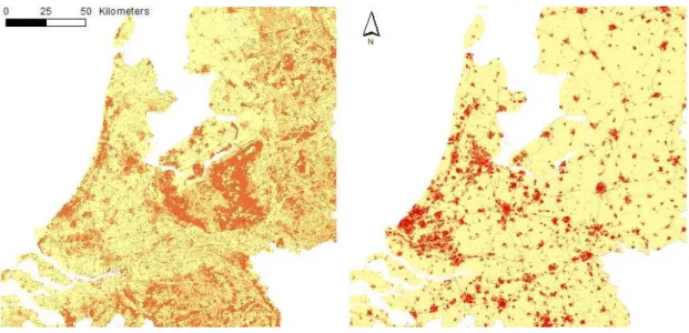 Figure 1 – The visual (left) and perceptional (right) interpretation of openness in the central part of the  Netherlands