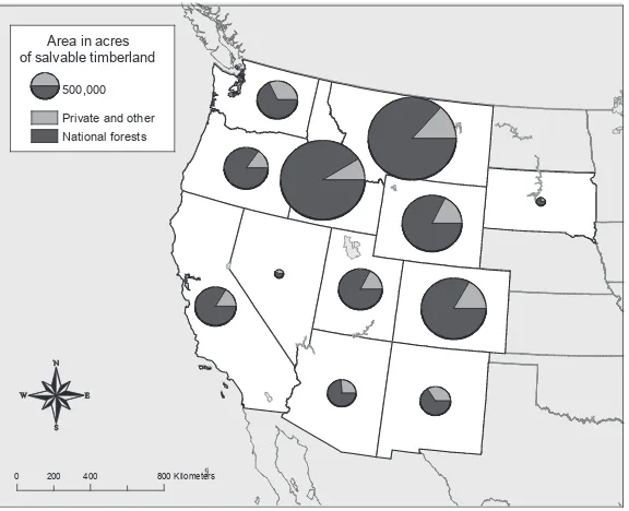 Figure 1.Area of timberland with salvable volumes by owner.