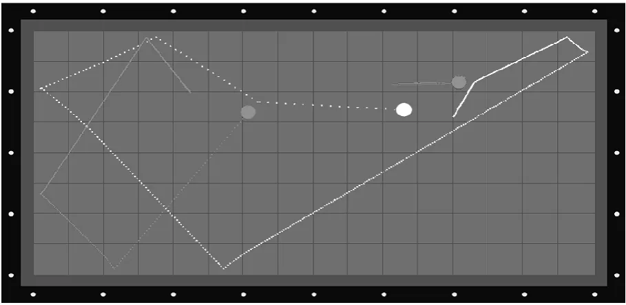 Figure 1.5.1: Example of an illustration of a three cushion shot 