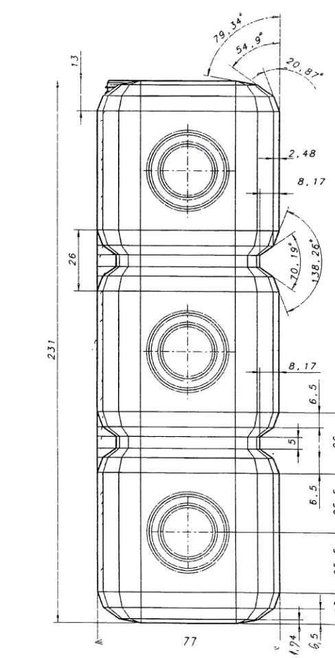 Fig. 7. Front view of three part square GECOS