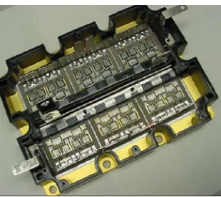 Figure 2-3 10kV/120A SiC half bridge module using twelve 10kV/10A SiC DMOSFET and six 10kV/ 10A SiC  JBS Diode [16]  