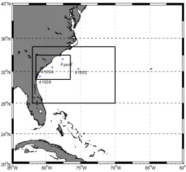 Figure 2.8. The setup of nesting domain. The outermost domain covers from 20085minute as the spatial grid size
