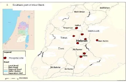 Fig. 1. Map shows the locations of the studied hospitals   