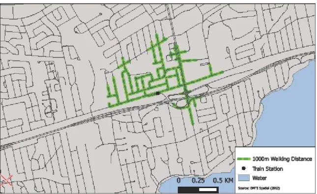 Figure 6 - 1000m Service Area before Addition of Footpaths 