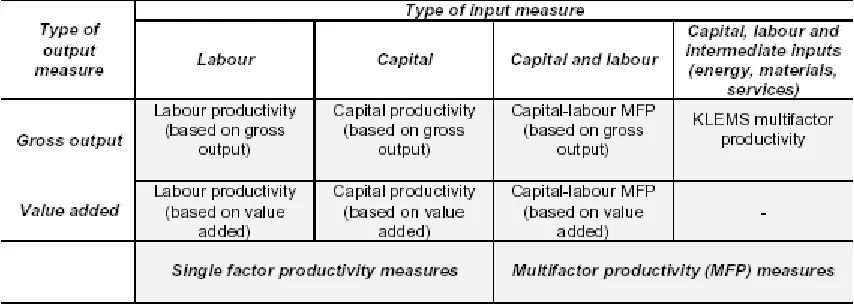 Figure 7: Different Measures of Productivity (Paul Schreyer and Dirk Pilat 2001) 
