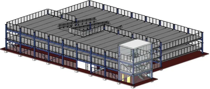 Figure 7: A BIM of a modular parking structure, in this case created using Revit Structure 2010 (Autodesk)