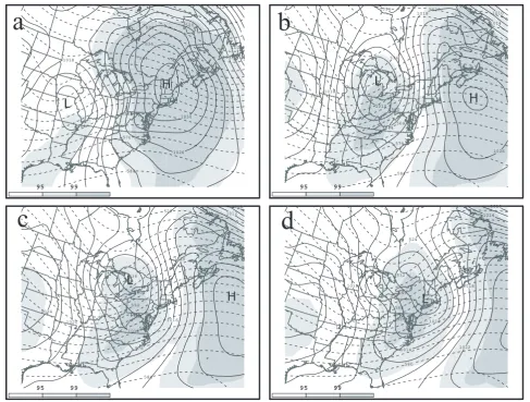 Figure 2.2. As in Fig. 2.1, except for the Cold Frontal Passage erosion scenario.