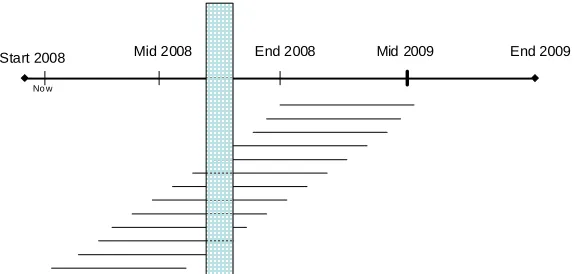 Figure 1. Timeframe of the migration with an indication of the municipalities doing the implementation in  parallel