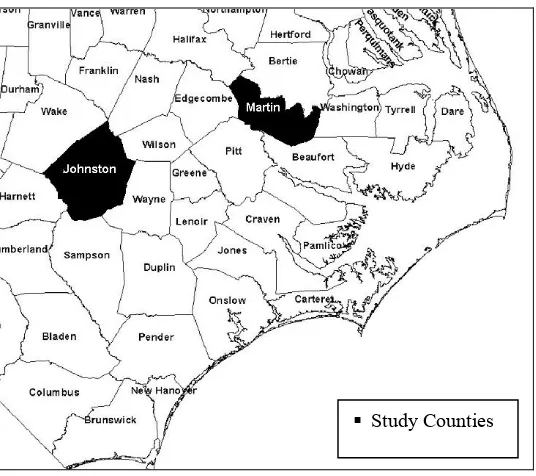 Figure 3.1 Map of Eastern North Carolina 