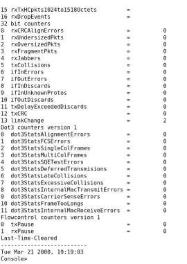 Table 2-28 describes the possible fields in the show counters command output.