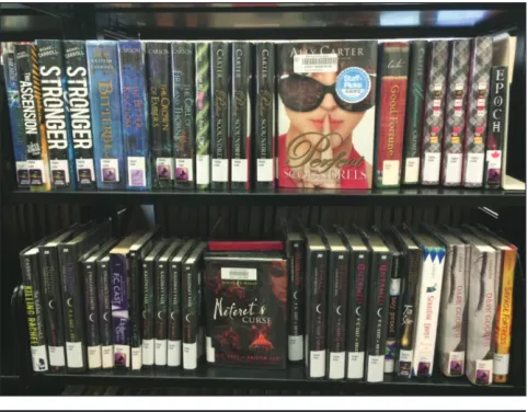 Figure 8 shows our and Figure 7.ible material. The depth of the shelf block ensures only one or two items need to be in front to achieve the look of front-facing content display.implementation use of custom-designed shelf blocks that sit be-hind a book and