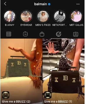 Figure 2.  The use of Instagram shopping by luxury brand “Tom Ford” (@tomford)  