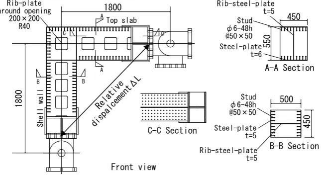 Figure 2. Beam test specimen (sectional view, M/QD = 0.5, no reinforcement) 