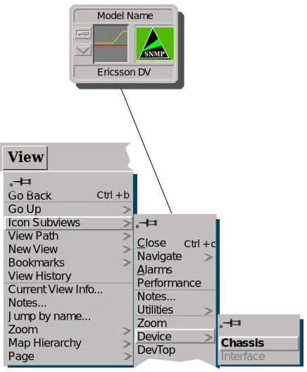 Figure 1-2.Using the Icon Subviews Menu to Access SPECTRUM Views