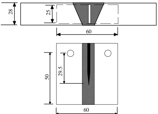 Figure 4. The cut-out position and the specimen geometry of the SE(B) specimen. 