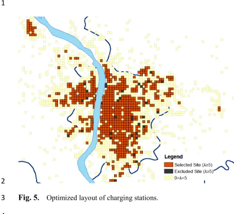 Fig. 5 .  Optimized layout of charging stations. 