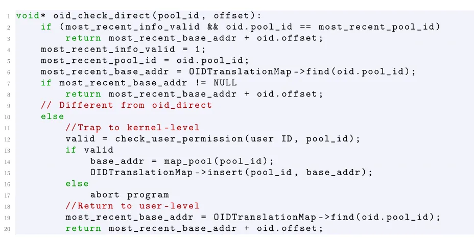 Figure 4.3 Pseudo-code of o i d _ c h e c k _ d i r e c t . The if-else part is added to handle the situation where atranslation is missing (i.e