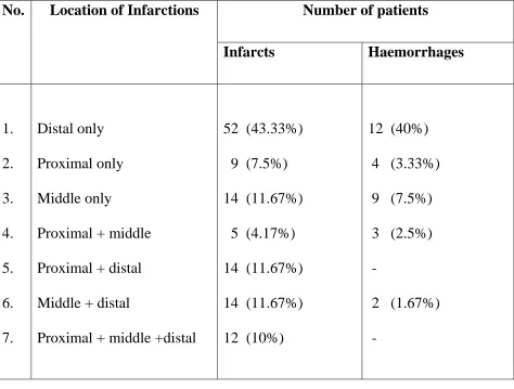 No. Table 5 Location of Infarctions 