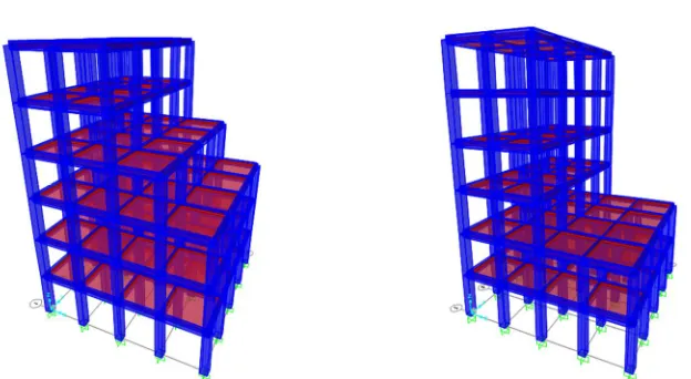 Figure 2:3-d view of models having irregularity (IR1)     Figure 3:3-d view of models having irregularity (IR2) 