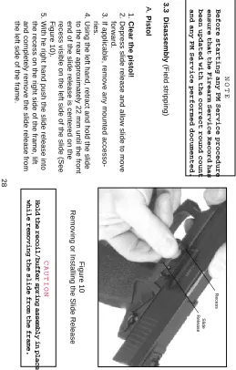 Figure 10).recess visible on the left side of the slide (Seeend of the slide release is centered on the
