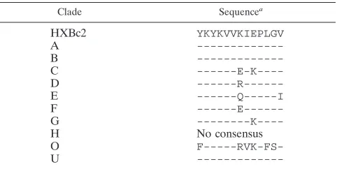 TABLE 1. Intra-clade B variation in HIV-1 CD4� Th-cellepitope Env(484-496) variant peptides
