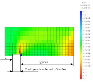 Fig. 7 : Damaged fraction variation during the first reverse loading stage.