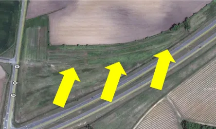 Figure 3.1  Aerial imagery of Faison research site (Google Maps, 2011). 