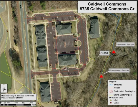 Figure 7:  Caldwell Commons Sampling Site Location Map 