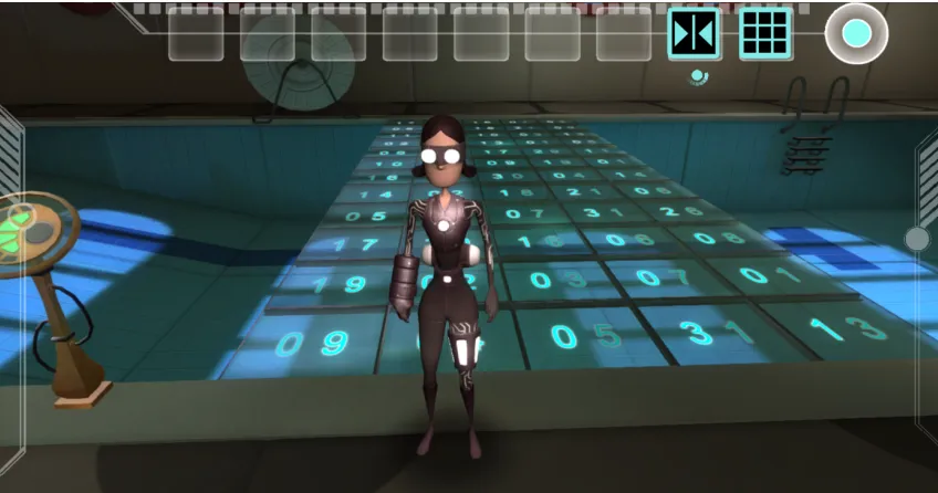 Figure 3.1. ENGAGE game-based learning environment. A sample binary to decimal 