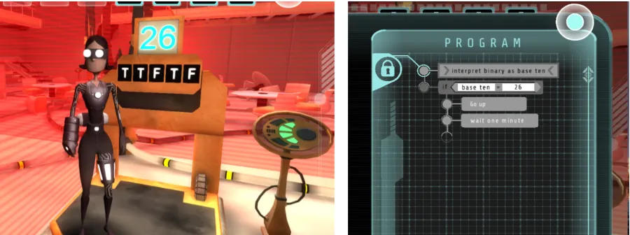 Figure 3.2. Binary challenge. (Left) a binary lock device that students must unlock. 