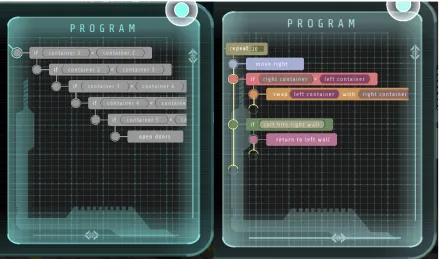 Figure 3.3. Bubble sort challenge. The bubble sort challenge in the game-based learning 