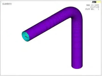 Figure 1: Finite element model of the bend using shell elements  