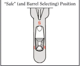 Figure 5. Safety selector is forward “Fire LeftBarrel (L) First” position. Pulling the triggerwill fire the left barrel  – a second pull of thetrigger will then fire the right barrel