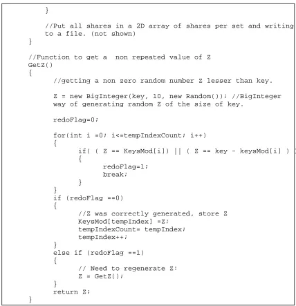 Table 3.1: Typical key share splitting for a single set for a private-key. 