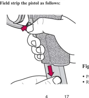 Figure B� Pull back the slide (4) as far as it will go and hold it in the open position by  pushing up the slide catch lever (17) with your thumb.