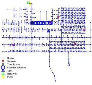 Figure 2.18 Potential source locations identified in the ten random trials for Scenario 12 