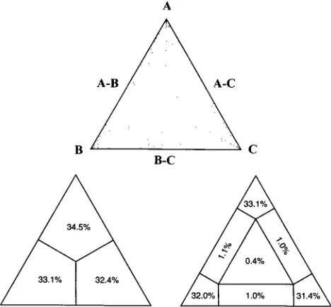 FIG. 5. Likelihood-mapping analysis for the SIVsmB670 passage completeclone alignment