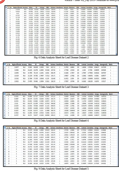 Fig. 7 Data Analysis Sheet for Leaf Disease Dataset 3 