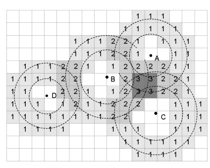 Figure 6(a). LetSuppose we need to check if the candidate ring at A overlaps with the cell shown in dmin(A) and dmax(A) denote the minimum and maximum distancesfrom a point in the cell to point A, respectively