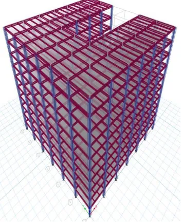 Fig 3: 3D view of the regular building in ETABS 