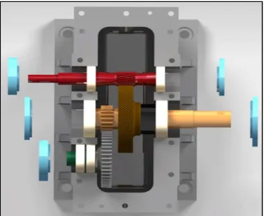 Fig. 3 Static analysis of output shaft and Modal analysis of gearbox casing 