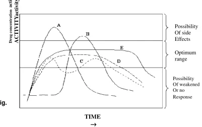 Fig. 6 : Relationship between drug concentration and time for Products