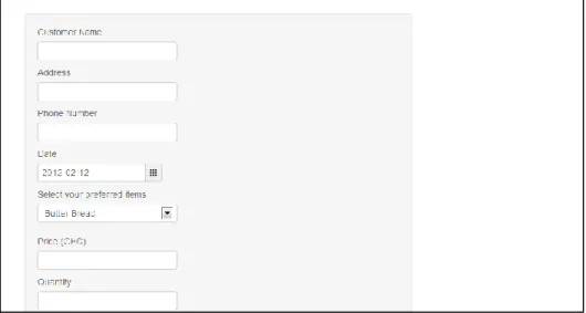Fig 4.2: Customer order form on webpage 