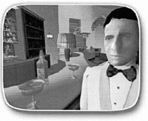 Figure 4"Avatars can communicate with each other by gesturing as well as by chatting. to