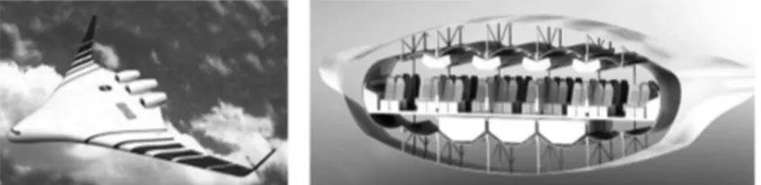 Fig 2: a) Exterior view of NASA BWB.  Fig 2: b) multi bubble fuselage cross section concept
