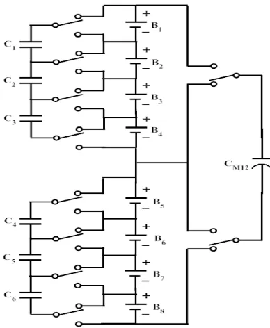 Figure 2.2.3 Modularized switched capacitor (MSC) balancing. [4][5] 