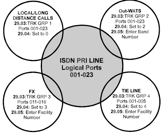 FIGURE 3.1-6  ISDN PRI LINE MULTIPLE FEATURES PROGRAMMING 