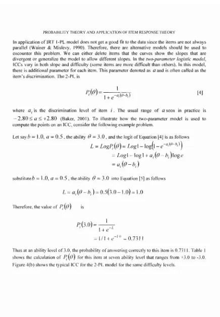 Figure 4(b) shows the typical ICC for the 2-PL model for the same difticulty levels.