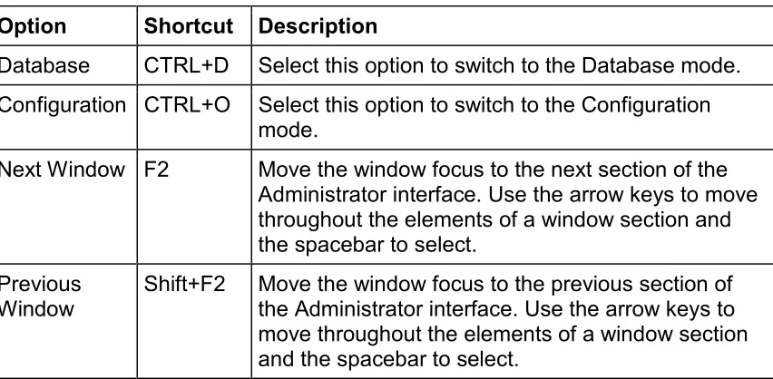 Table selection in Database Mode 