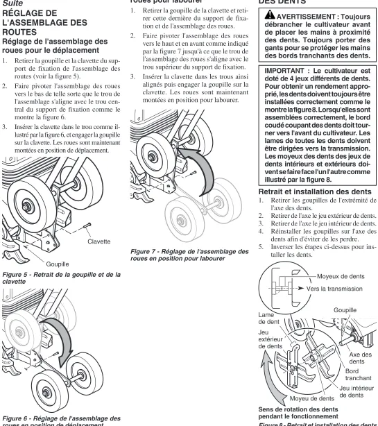 Figure 7 - Réglage de l'assemblage desroues en position pour labourer